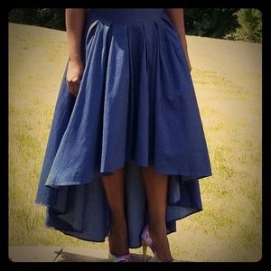 Blue Denim High Low Skirt